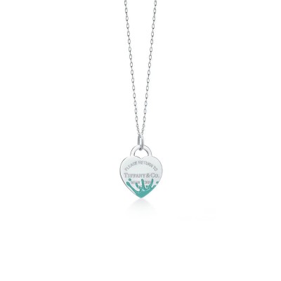 TIFFANY HEART-SHAPED BLUE ENAMEL INK SPLASH NECKLACE 